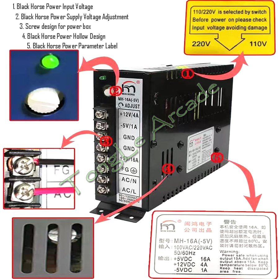 Board Game Viral - Bagian Arcade Jamma MH-16A(-5V) 5V 16A